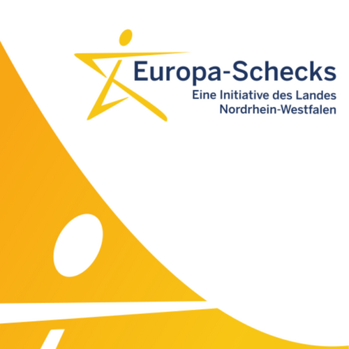 Logo der Europa-Schecks mit dem Text „Eine Initiative des Landes Nordrhein-Westfalen“ | Sabine Verheyen